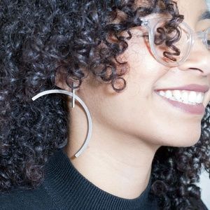 ceka _ metal 3d printed asymmetric earrings